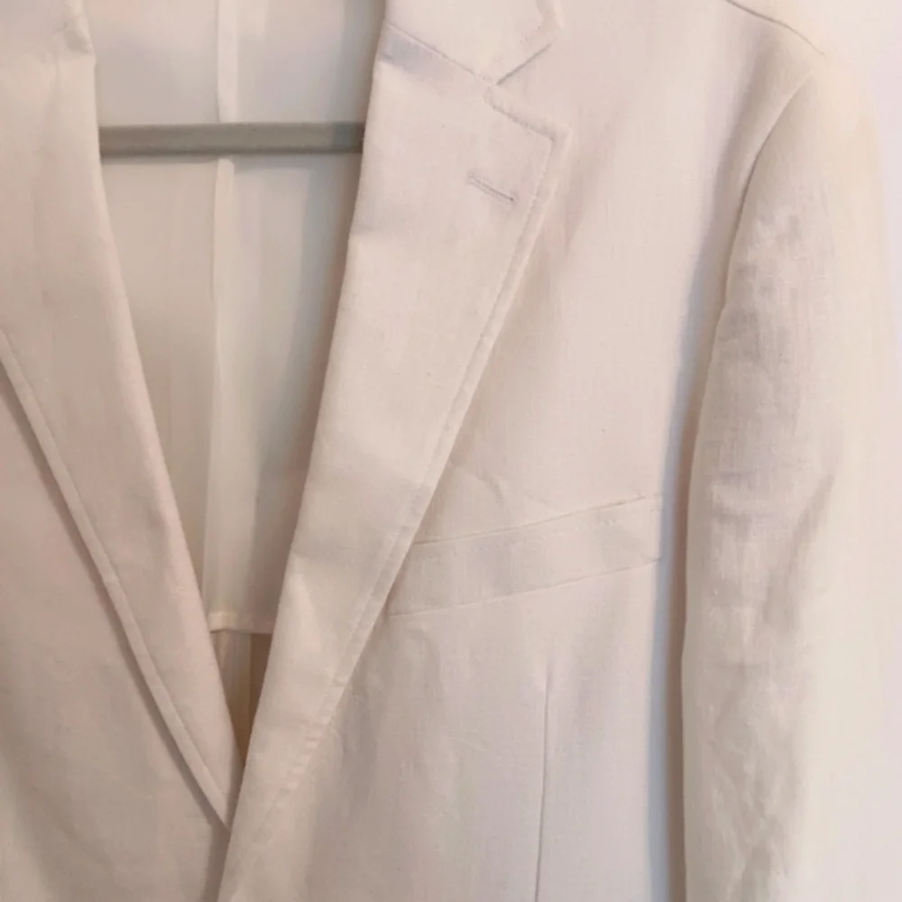 Alan Flusser Off White Linen Blend Blazer Sport Coat Two Button Inside Pockets S